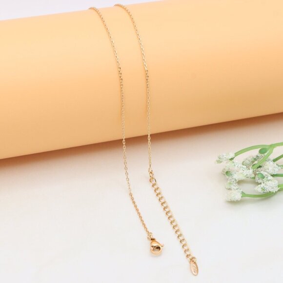 Elegant Rose Gold Necklace with Black Stone and Bow Design, XPNL0406 - Picture 11 of 12